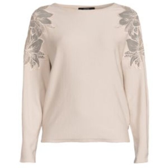 T Tahari Flower Inset Dolman Sweater, Size S / M. Label size S, but runs big - Picture 1 of 9